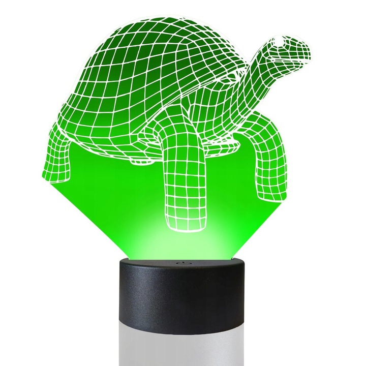 Lampa de masa 3D cu LED-uri, 16 culori, Plexido, Land Turtle