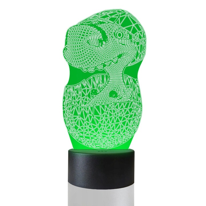 Lampa de masa LED, 3D, Oua de dinozaur, 16Culori, Plexido