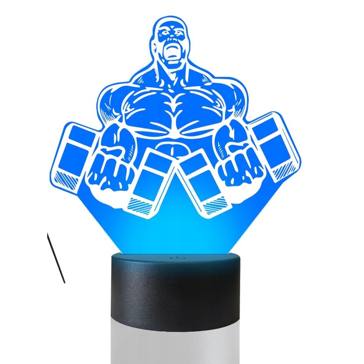 Lampa de masa 3D cu LED-uri, 16 culori, Strongman Gym