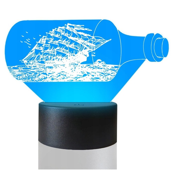 Lampa de masa 3D cu LED-uri, 16 culori, Plexido, Rafandynka Ship