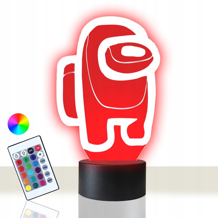 Lampa de masa 3D cu LED-uri, 16 culori, Plexido