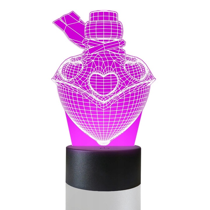 Lampa de masa 3D cu LED-uri, 16culori, Plexido, Love Potion