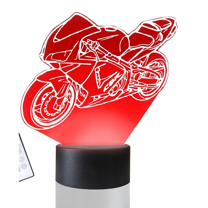 Lampa de masa 3D cu LED, 16 culori, Plexido, Motocicleta Speeder