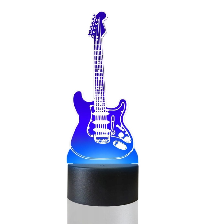 Lampa de masa 3D cu LED-uri, 16 culori, Chitara electrica