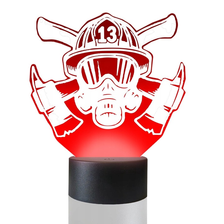 Lamp de noapte cu LED, 3D, Pompier, 16culori, Plexido