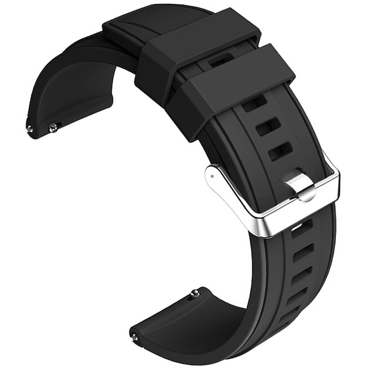 Curea pentru Huawei Watch GT, GT2, GT3, GT4, 3, 4, Samsung Galaxy Watch, Amazfit, silicon, negru, latime 22mm, BEYOND Watch®