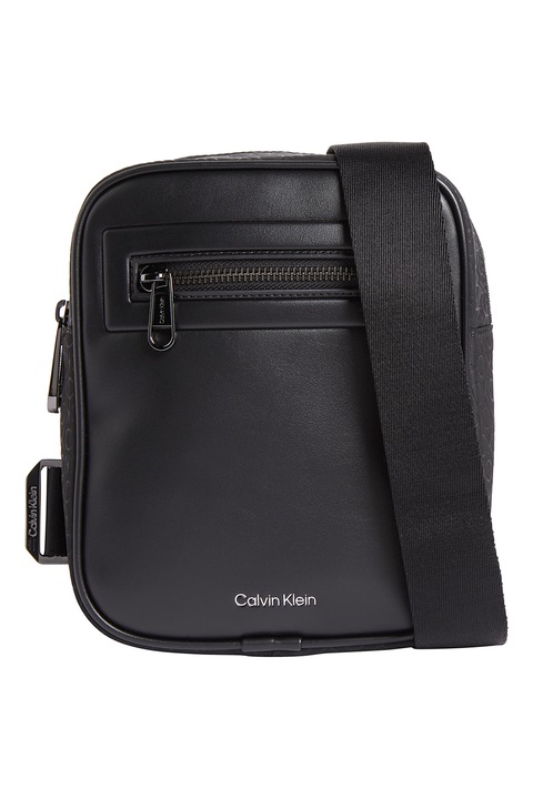 CALVIN KLEIN, Elevated Reporter logós crossbody táska, fekete