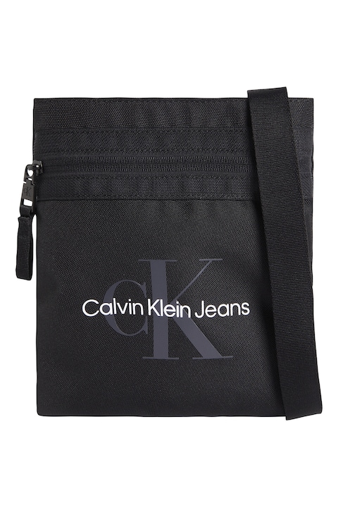 CALVIN KLEIN JEANS, Essentials logós crossbody táska, fekete