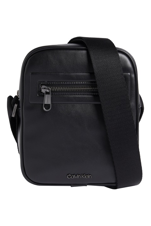 CALVIN KLEIN, Ökológiai bőr crossbody táska, Fekete