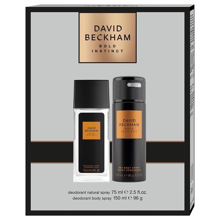 Подаръчен комплект за мъже David Beckham Bold Instinct: Дезодорант Natural Spray 75 мл + Дезодорант Body Spray 150 мл
