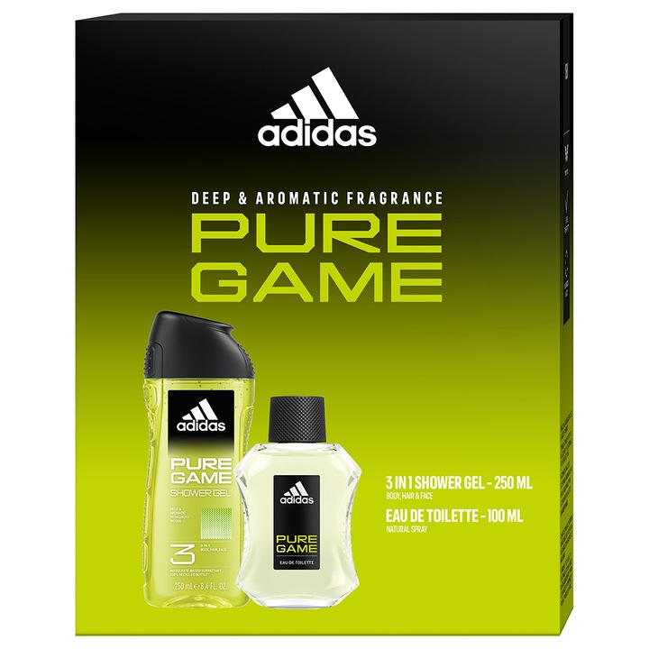 Подаръчен комплект за мъже Adidas Pure Game: Тоалетна вода 100 мл + Душ гел 250 мл