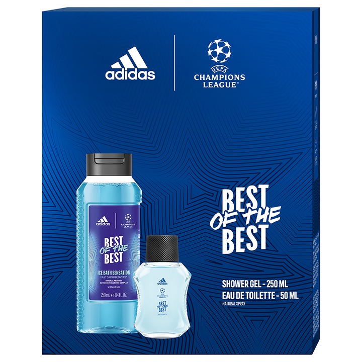 Подаръчен комплект за мъже Adidas Uefa Best Of The Best: Тоалетна вода 50 мл + Душ гел 250 мл