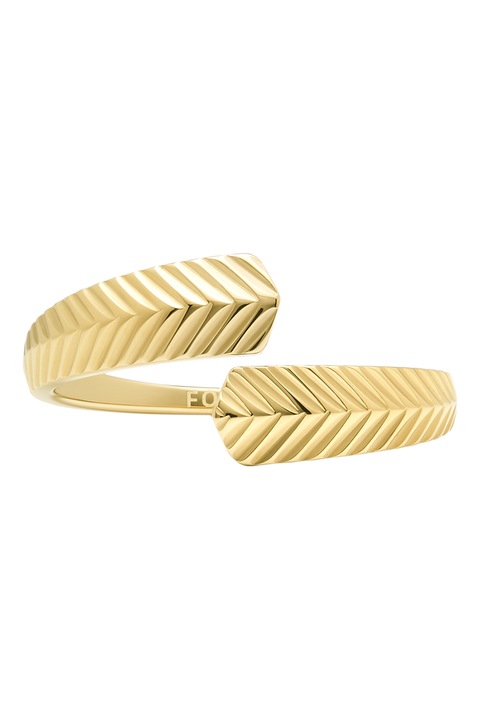 Fossil, Inel texturat de otel inoxidabil, Auriu, 49 MM