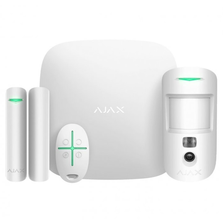Алармен комплект StarterKit Cam Plus, безжичен, 2G/3G/4G, LAN и Wi-Fi, бял, Ajax