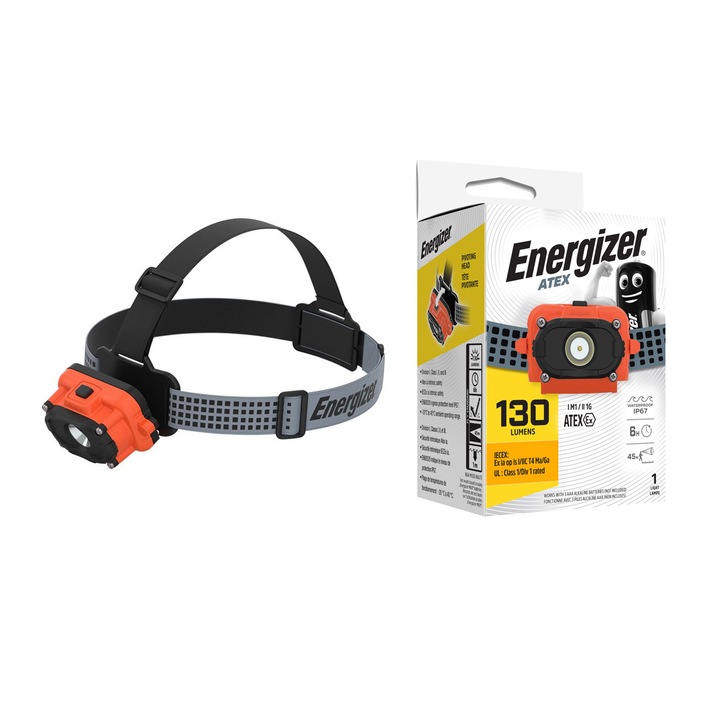 Челник Energizer Atex Headlight LED, 130 лумена, 3x AAA, IP67