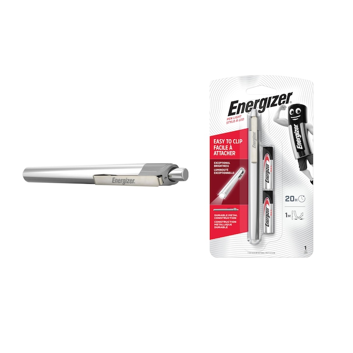 Фенерче Energizer Metal Pen Light LED, 35 лумена, 2x AAA, Включени батерии, Метал