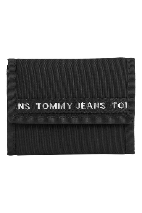 Портфейл Tommy Jeans, Essential, сгъваем, с велкро, черен