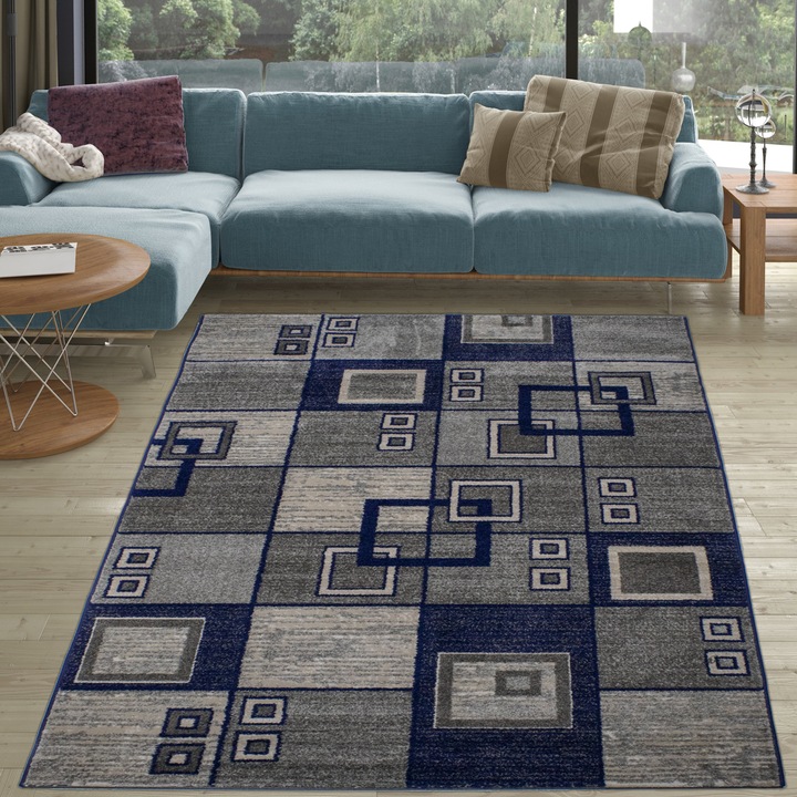 Килим AGORA TEXTİL, 100x200 см -0915 Син/Сив