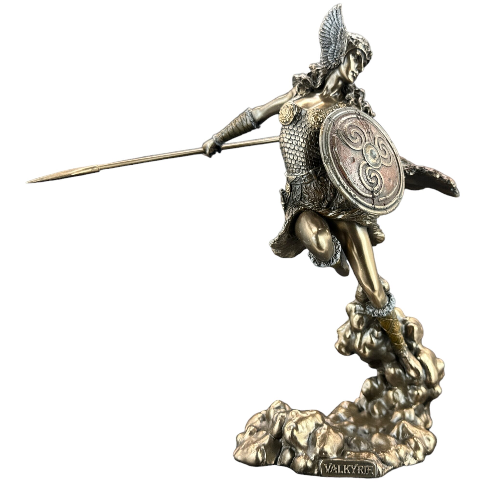 Figurina, Valkyrie Nordica cu Sulita si Scut, din Rasina