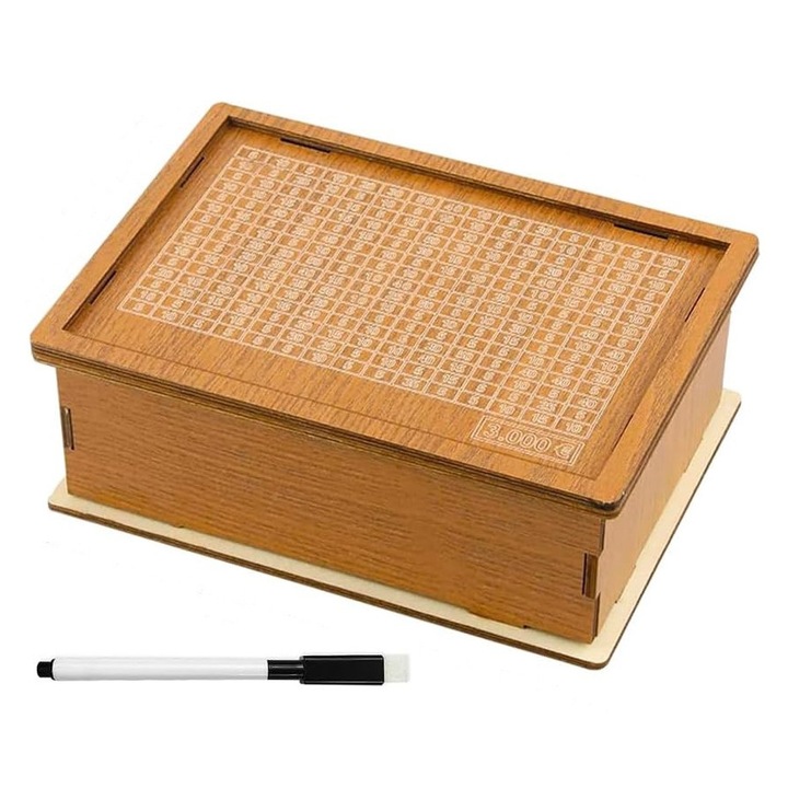 Дървена касичка със спестовна цел и цифри за отмятане, 17 х 12,5 х 7 см, за многократна употреба