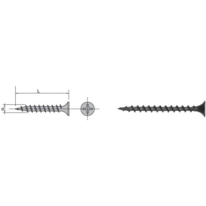 Suruburi, UN, Fosfatate, 3.5x45mm, Negru