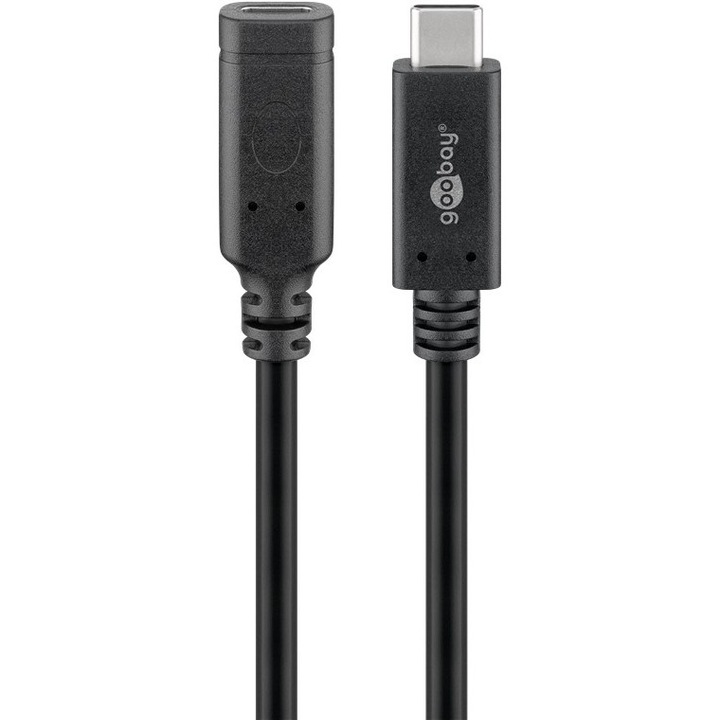Удължителен кабел USB-C 3.2 Gen. 2, Goobay, 60W, 10GBps, 1m, черен