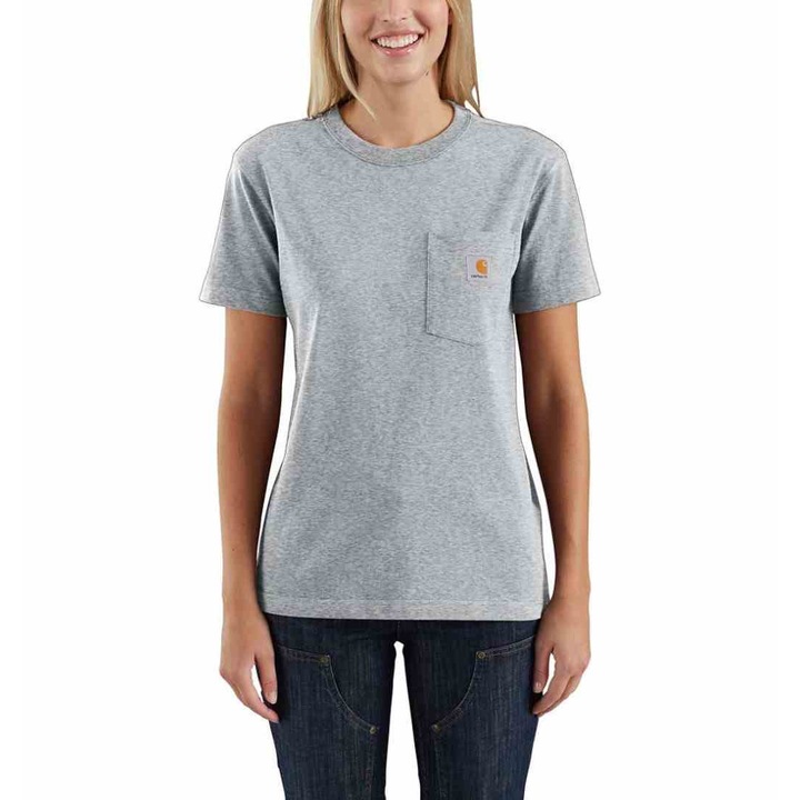 Carhartt Дамска памучна тениска WK87 Workwear Pocket, Сив