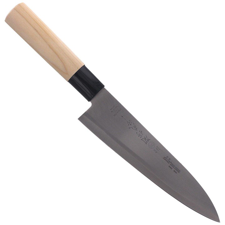 Cutit de bucatarie Gyuto 185mm, Due Cigni, otel inoxidabil 420JS, maner din artar, finisaj satinat