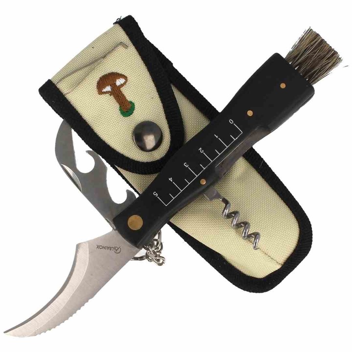 Briceag pentru ciuperci, Albainox, 10592, Lemn/Inox, cu Husa, Lama 7.2cm