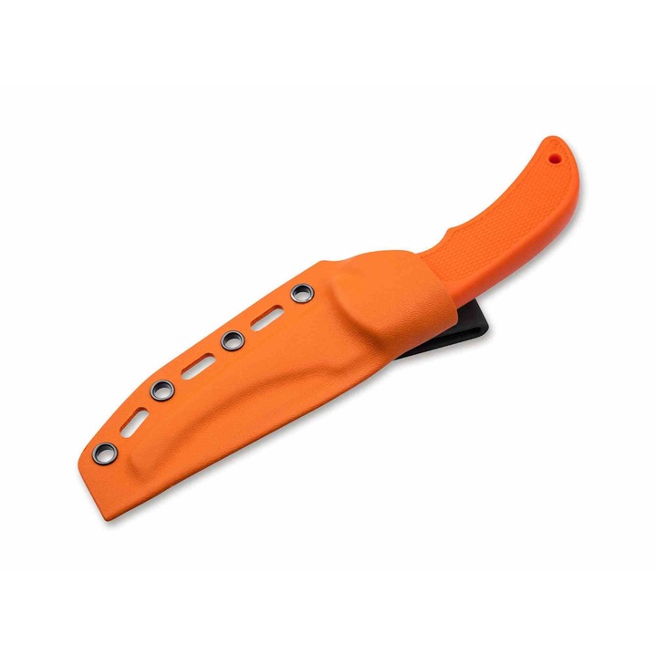 Cutit de Eviscerare Fix Magnum Hunting Line, Lama Otel Inoxidabil 440C, Maner Ergonomic TPR Portocaliu, Teaca Kydex cu Adaptor Centura, Varf Sigur Tocit, Profesional pentru Vanatoare si Outdoor, Rezistent la Coroziune si Durabil