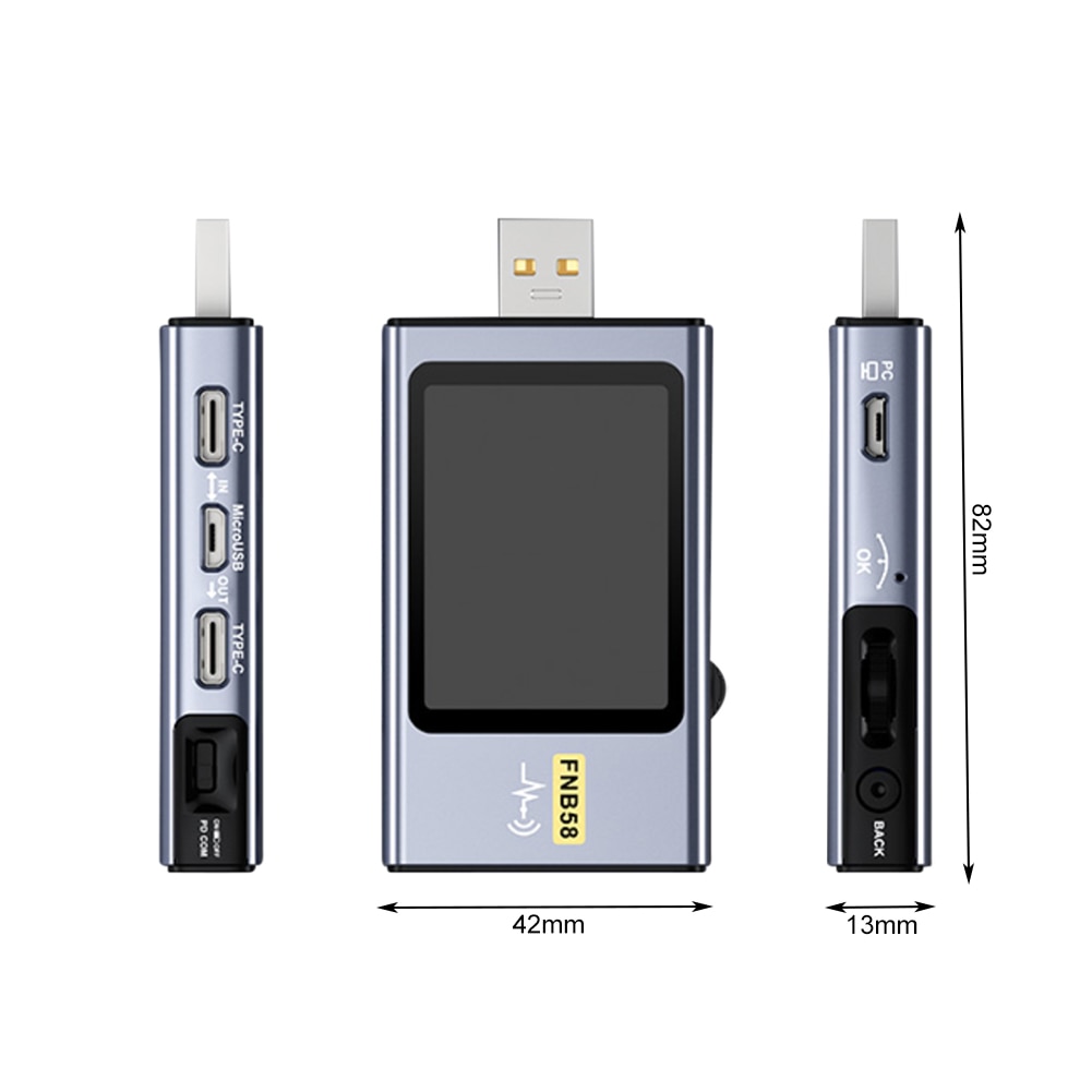 USB Type-C тестер FNIRSI, Измерва ток и напрежение, USB протокол за ...