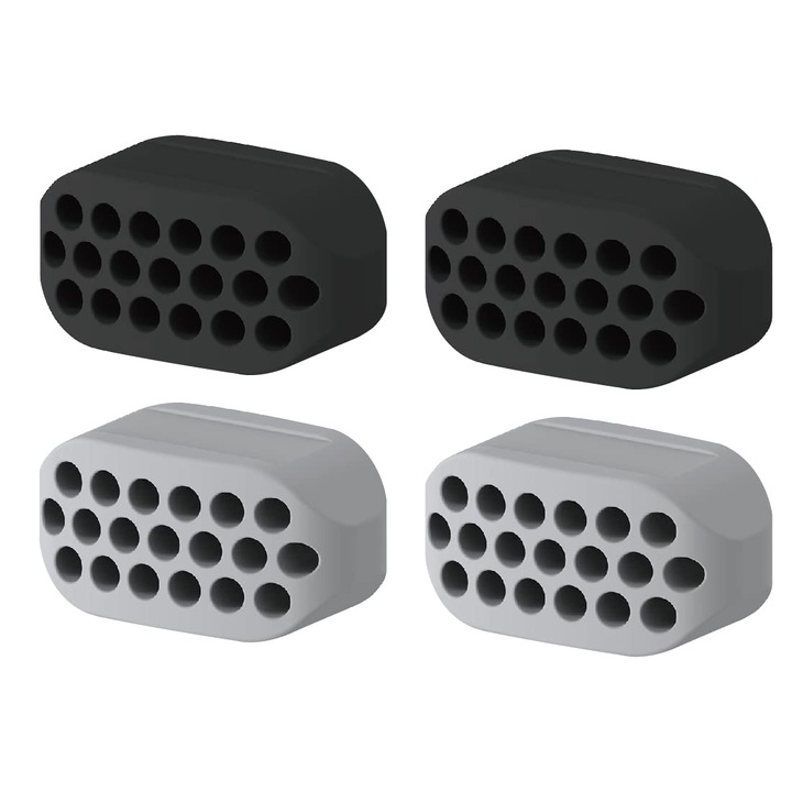 Set 4 aparate pentru antrenare maxilar, Cafuneplus®, silicon, 3x1.6x1.5 cm, Negru/Gri