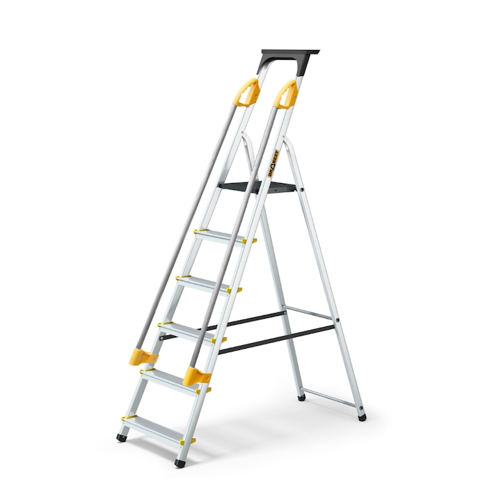 Munkaállvány korláttal, Drabest, 6 fokos, Ezüst