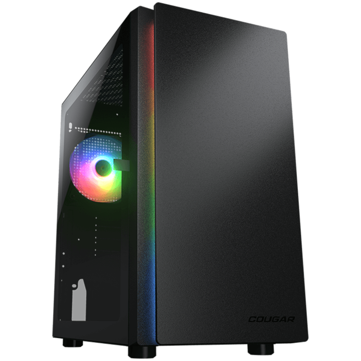 Компютърна кутия COUGAR Purity RGB (Black), Mini Tower, 1x 120 ARGB Fans, RGB Button, 3mm Tempered Glass, Mini ITX / Micro ATX, USB 3.0 x 2, USB 2.0 x 1, Mic x 1 / Audio x 1 CG385PC400001