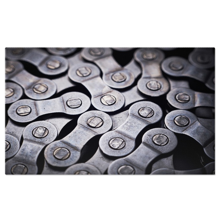 Картина на платно с верига за велосипед, части, метал, естествена светлина, многоцветно 40x25