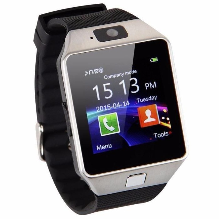 Часовник SportTech DZ09 PLUS 2017, SIM, слот за micro SD, камера, Bluetooth, Черен