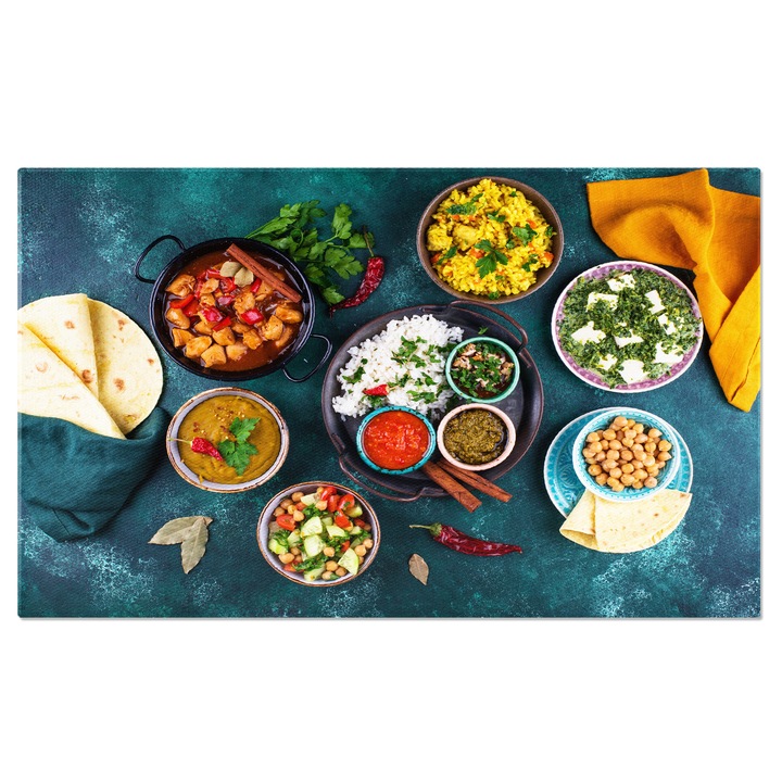 Tablou canvas cu lipie, mancare, orez, scortisoara, dafin, multicolor 140x90