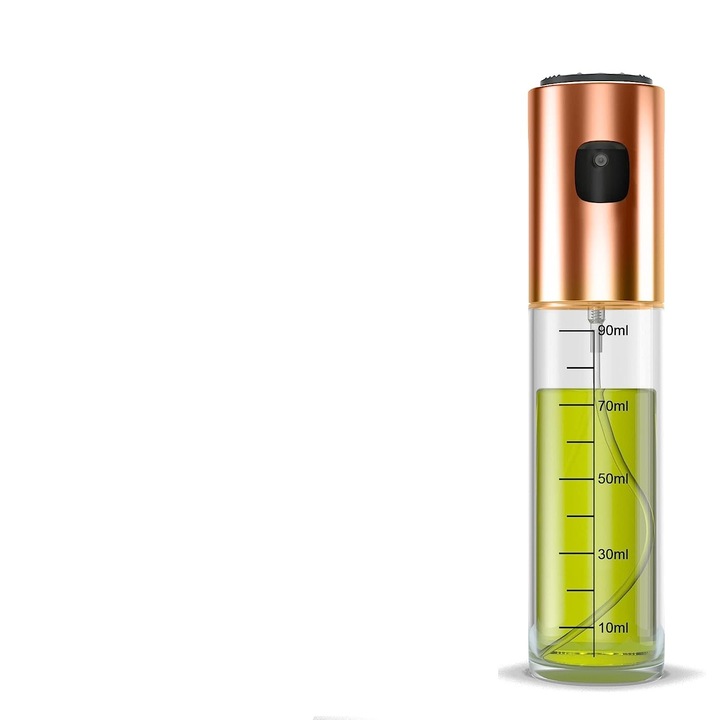 Pulverizator de ulei pentru gatit, Sunmostar, Otel inoxidabil, Auriu/Transparent