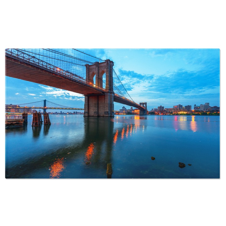 Tablou canvas cu pod, rau, oras, urban, cer, noapte, multicolor 90x60