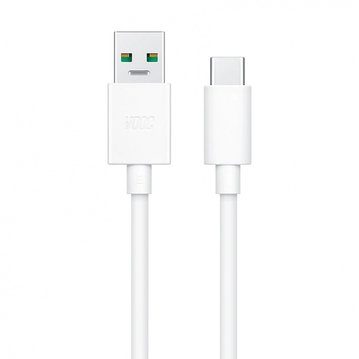Кабел за данни и зареждане USB A към USB Type-C, Oppo, 20W, 1m дължина, Бял