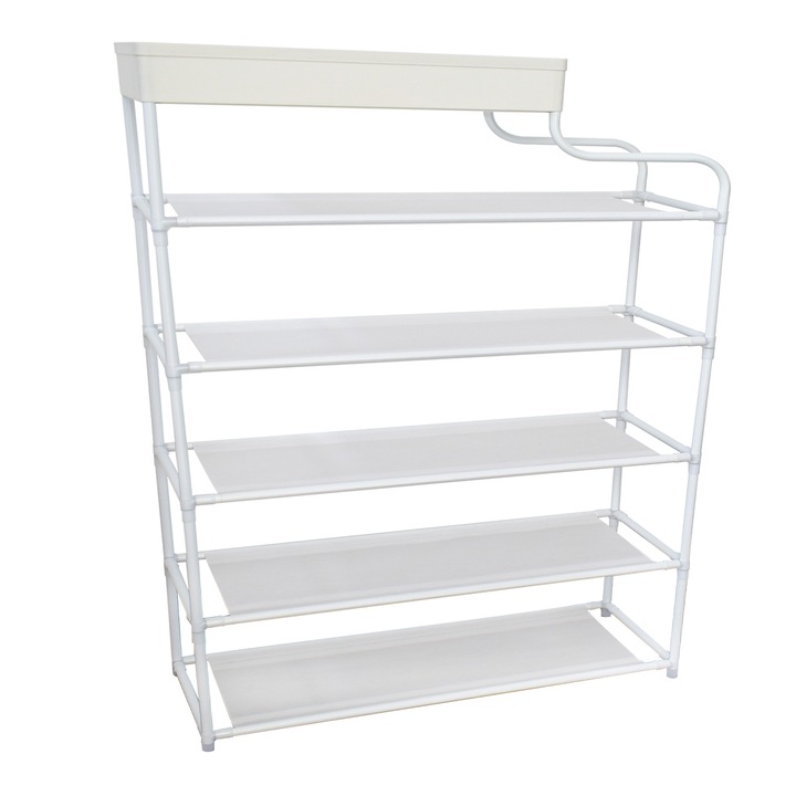 Pantofar, Naimeed D5550, raft incaltaminte, polita multifunctionala, 100 x 22 x 80 cm, alb