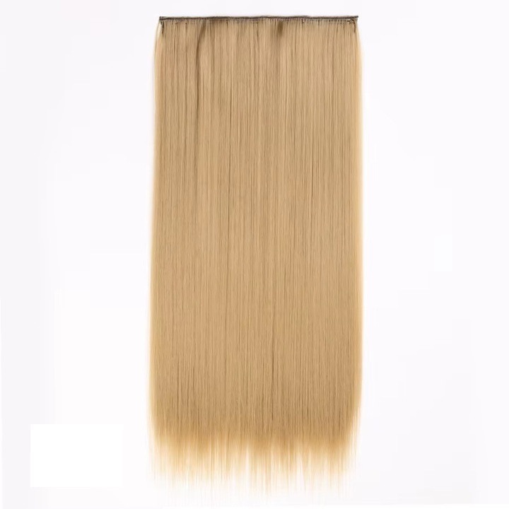 Extensii par Blond Nisipiu, drepte, tresa cu 5 clipsuri, 60 cm, Animis Beauty ®, fibra sintetica cu aspect natural