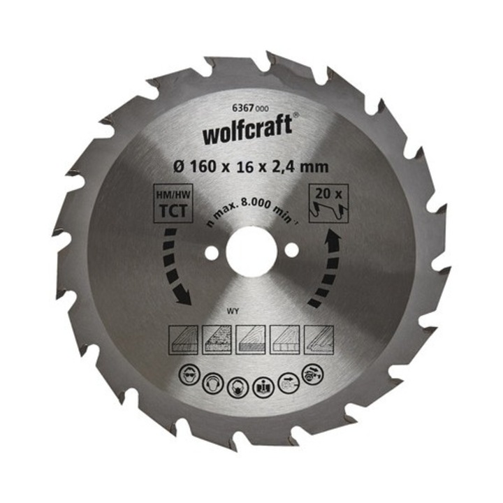 Disc Fierastrau Circular Wolfcraft Ø160x2,4x20 Mm 20 Dinti