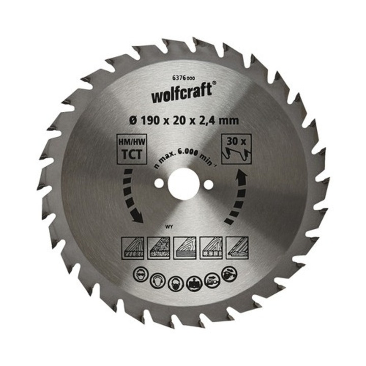 Disc Fierastrau Circular Wolfcraft Ø190x2,4x20 Mm 30 Dinti
