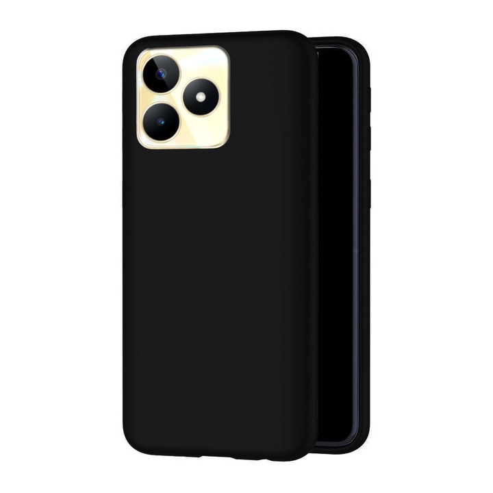Калъф за телефон, Силикон, Черен, Съвместим с Realme C53