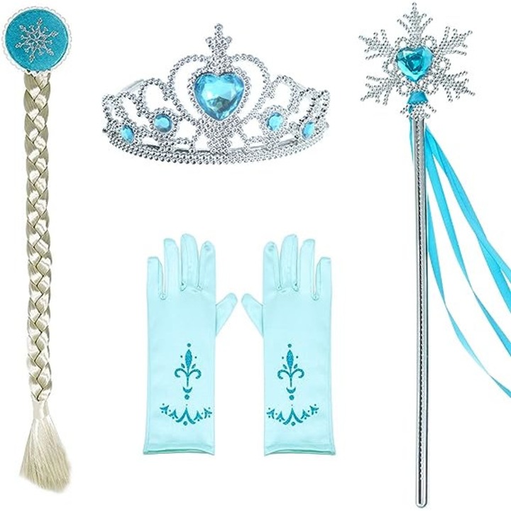Princess Elsa jelmez-kiegészítő készlet, kesztyű, farok, pálca, korona, univerzális méret