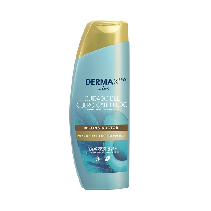 Sampon Derma X PRO reconstructiv antimatreata cu ulei de argan, aloe activa si vitamina E flacon 300 ml pentru scalp uscat sau foarte uscat