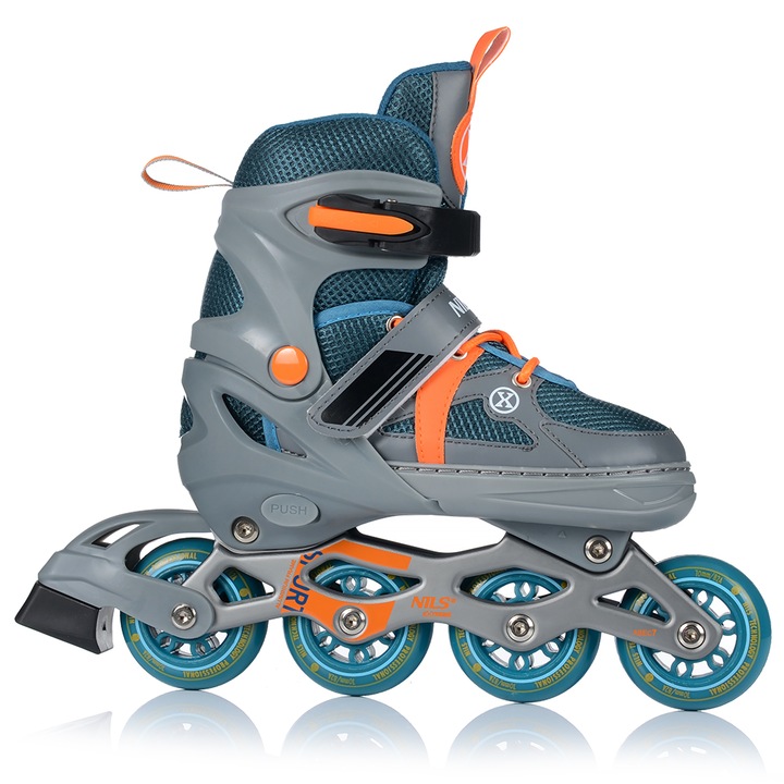 Регулируеми ролери Nils Extreme, Алуминий/Полиуретан, Сиво/Оранжево, 31-34 EU
