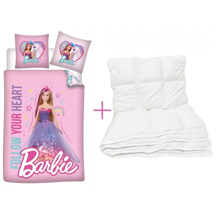 Barbie ovis ágyneműhuzat és paplan párna szett 100x135cm 40x60cm (follow)