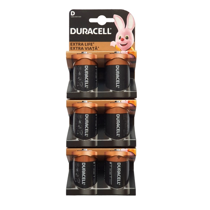 Set 6 Baterii 1.5V Alkaline D, LR20, Duracell